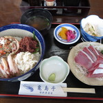 Kamejima Tei - 2014.01.09せいこがに丼と、追加で頼んだぶりの刺身