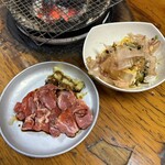 美奈登 - 左：こめかみ、右：冷奴