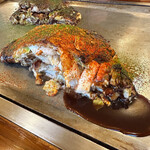 はやしのお好み焼 - よせ天にチーズトッピング