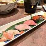 なかの家 あべのハルカスダイニング店 - 本日のおまかせ寿司五貫盛り 上