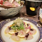 なかの家 あべのハルカスダイニング店 - 活鯛のカルパッチョ