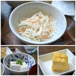 今泉キッチン - ◆「春雨のマヨ和え」「奴」「玉子焼き（多分市販品じゃないかしら）」など副菜も色々付くので お味変わりになりますね。♪