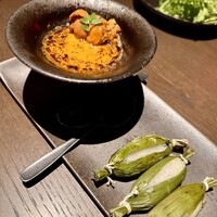 SAAWAAN BISTRO - 生雲丹卵黄の焼きディップ 餅米スティック