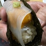 鮨旬美西川 - 雲丹イカ手巻き