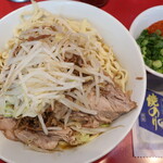 ラーメン二郎 - 汁なし半分＋青ネギ崩