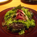 銀座 シェ・トモ - 2009/11　有機野菜のグリーンサラダ(取り分け後)。