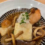 魚乃福 - 秋鮭となめこの揚げ出し豆腐