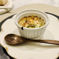 Maison DIA Mizuguchi - 真鱈の白子、青かびチーズ、葱のグラタン