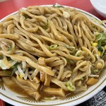 ラーメン もっけだの - 『白味噌豚骨ラーメン+ネギ+トッピング全盛り』の天地返し