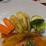 キッチン ブルー グローブ - 備え付け野菜のアップ