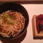 串揚げ 和や - 稲庭うどんと、熊本県馬刺し