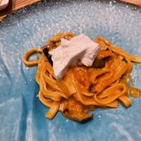 魚タリアン YO - 自家製タリオリーニ　ナスとリコッタチーズ