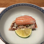 曙橋 かず - おまかせコース７７００円。セイコ蟹。うちこ、そとこ、身が渾然一体となり、素晴らしい仕上がりです