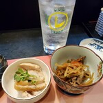 食酒楽 一歩 - 鶏のゴマ和えときんぴらごぼうの肉合え