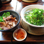 さん源醤 - カルビ丼セット・コク醤油ラーメン（ネギトッピング）