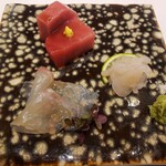 銀座 すし傳 - 造り（鮪・平目・白海老）