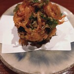 隠れ家愉膳 亥の子 - 桜エビとムカゴのかき揚げ