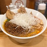 担々麺 ほおずき - ねぎ担々麺（麺2/3、）＋排骨＋ひき肉、サービスライス