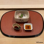 御料理 寺沢 - 鰆の焼霜､天然間八､泥障烏賊の造り