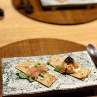 十皿 - そば粉クレープ　甘エビと燻製マス