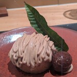 銀座 大石 - モンブラン。モンブランクリームはお好きなだけ！