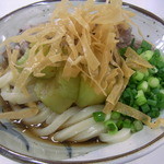 高雄 - 2014/5/20からの週替わりうどんは　揚げナスと牛しゃぶのぶっかけうどん