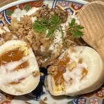 にはとりや - ポテトサラダ、玉子と混ぜ混ぜして食べます