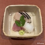 御料理 寺沢 - 鰆の焼霜､天然間八､泥障烏賊の造り