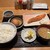 御苑　炉庵 - 料理写真:旨塩鮭焼き定食¥1,200にご飯大盛り¥100と生玉子¥100を追加