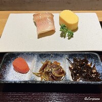 緩音 - 11/15 赤魚､厚焼き玉子､辛子明太子､生姜と小魚佃煮､胡麻昆布佃煮