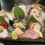 居酒屋 桧乃鳥本店 - 刺し盛りハーフ＋活鯵