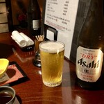 味の樹 - 瓶はアサヒをチョイス
