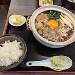 葉隠 - すき焼きうどん+小ライス。