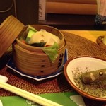 蒸亭 - コースの始め、野菜蒸し