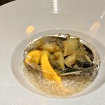 名駅 鉄板焼き 森本Ｘ Premium - アワビ フランベ中