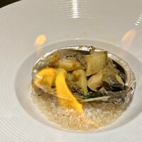 名駅 鉄板焼き 森本Ｘ Premium - アワビ フランベ中