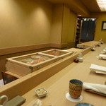 銀座 鮨青木 - カウンター内の様子