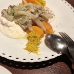 Dining Riz Ohno - ・焼きイカと柿のリコッタチーズ和え　　　　　　　　　　　