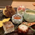 茜坂大沼 - ●お造り「気仙沼産戻り鰹の藁焼きと卵黄醤油」