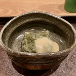 茜坂大沼 - ●先付「山形の春菊の揚げ豆腐と白味噌」