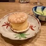 茜坂大沼 - ●甘味「最中、柿とブランデーの求肥」