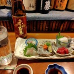 好富 - 刺身盛り合わせ、赤霧島お湯割り
