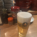 晩酌と晩御飯 ちょうつがひ - 生ビールの泡も完璧