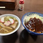 旭家食堂 - 中華小＋カツ丼小