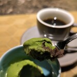 名駅 鉄板焼き 森本Ｘ Premium - 自家製小豆餡と抹茶アイス