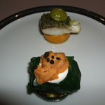 レストランよねむら - 魚介類の小松菜包みと鰤のブルギニョンバター焼き