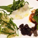 横浜馬車道 旬の肉料理イタリアン オステリア・アウストロ - 2014.5.  千倉 アオリイカ3種の前菜の盛り合わせ