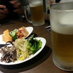 Yakinikusampou - ナムル3種盛り＆生ビール