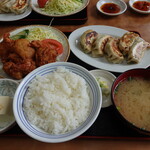 肉汁餃子のもりや - よくばり定食からあげ2024.11.06