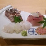 稲荷町髙はし - お造り  さわら、かんぱち、烏賊